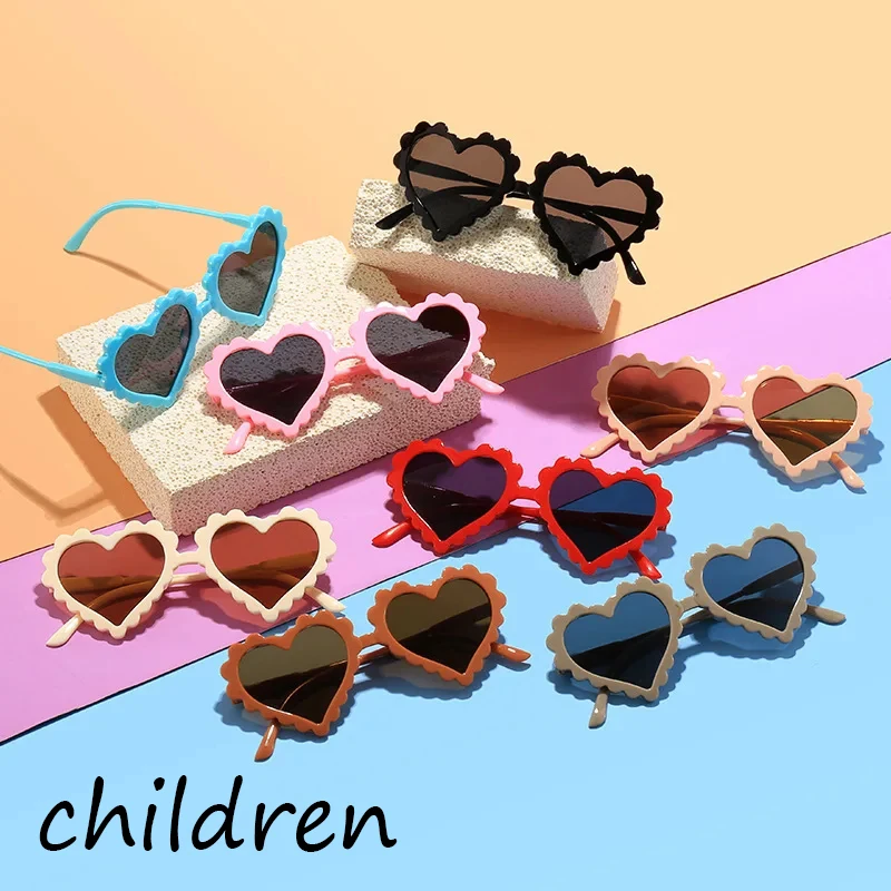 UV380 Resistant Personalized Children's Love Sunglasses Cute Baby Cartoon Glasses Heart Shaped Fashion Boys And Girls