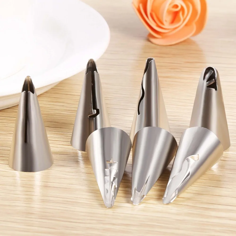7pcs 304 Stainless Steel Piping Nozzles Set Wavy Opening Fine Cutout Cake Decorating Tips Easy to Clean Polished Finish