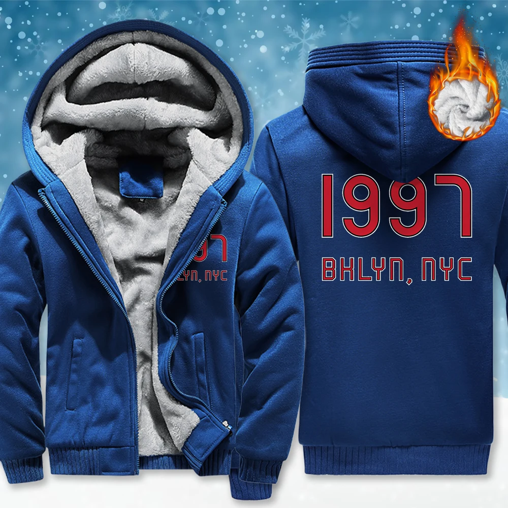 

1997 Bhlyn New York City, утепленное пальто на молнии с принтом, мужской модный топ, винтажная свободная одежда, унисекс, флисовая повседневная спортивная одежда