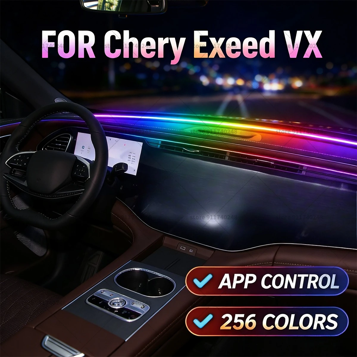 For Chery Exeed VX  Automotive decoration light strip, colorful acrylic front windshield soundproofing strip, ambience light