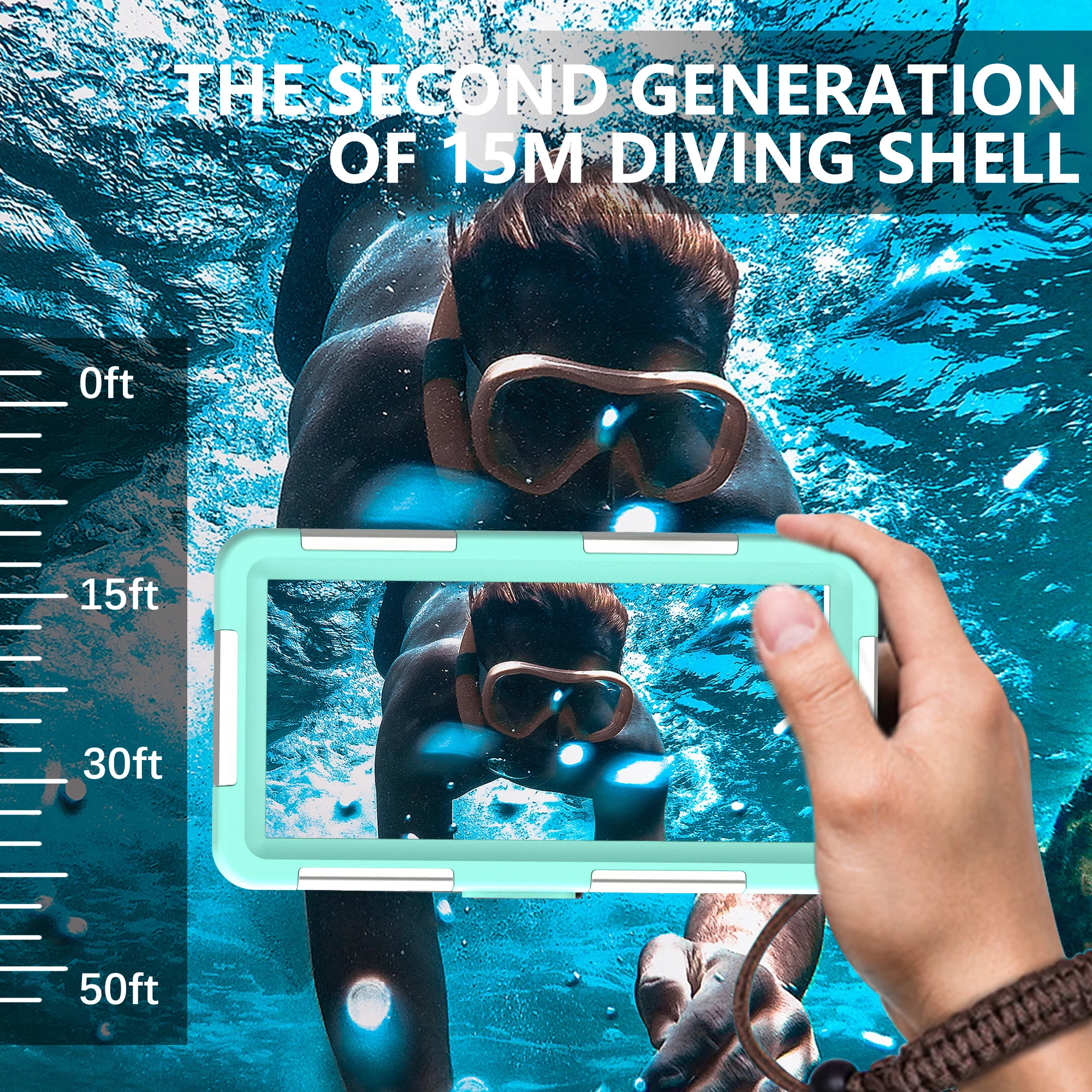 Shellbox Newly Upgraded Multicolor IP68 Standard 15M/50ft Diving Swimming Photography Professional Taking Waterproof Phone Cases