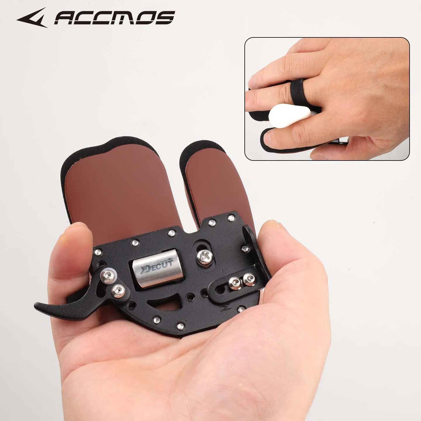 RUGBII Archery Tab Left/Right Hand + Rabbit Fur String Stabilizer Combo Leather Shooting Tab Set Adjustable Archery Accessories