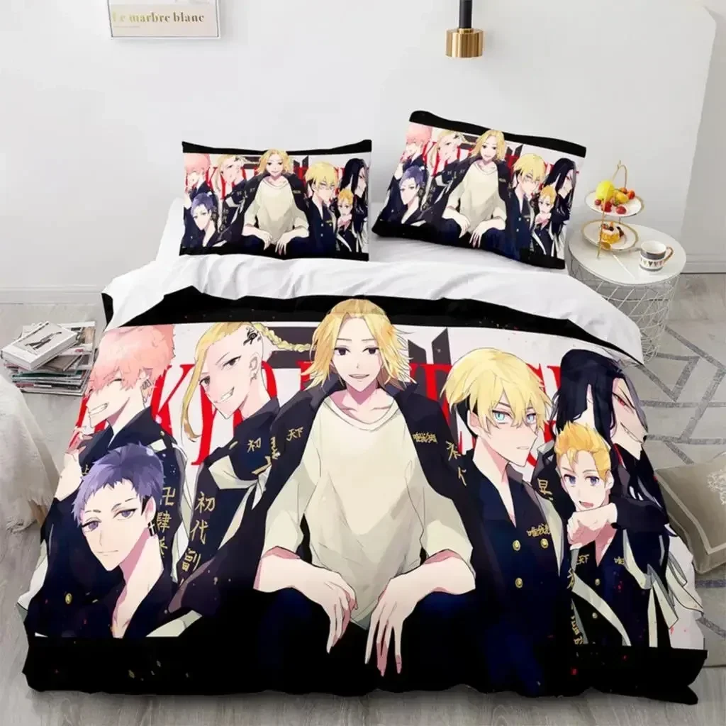 

Anime Tokyo Revengers Ryuguuji Ken Sano Manjiro Comfortable Duvet Quilt Cover Pillowcase Bedding Set Children Bedroom Decoration