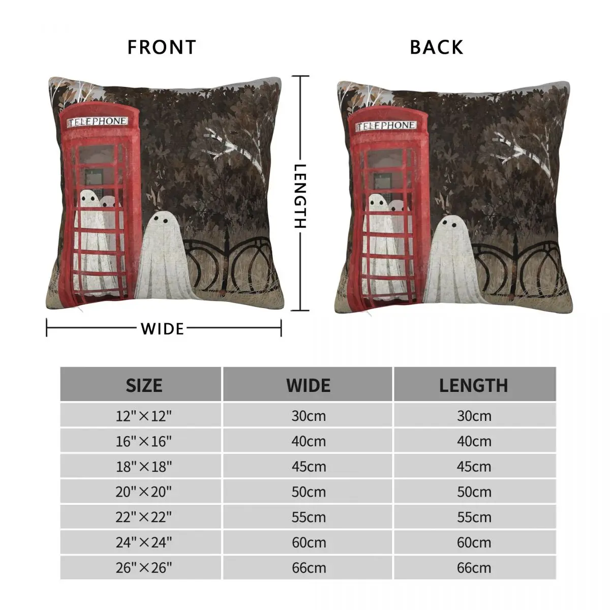 Ghosts In The Phone Box Square Pillowcase Polyester Linen Velvet Printed Zip Decorative Room Cushion Cover Wholesale