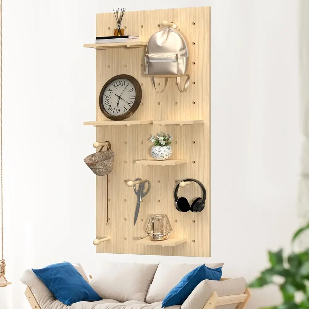 

Pegboard Wall Organizer Panels, Wooden Pegboard Combination Wall Organizer Kit, Display Peg Board Panel Kits for Office Bedroom