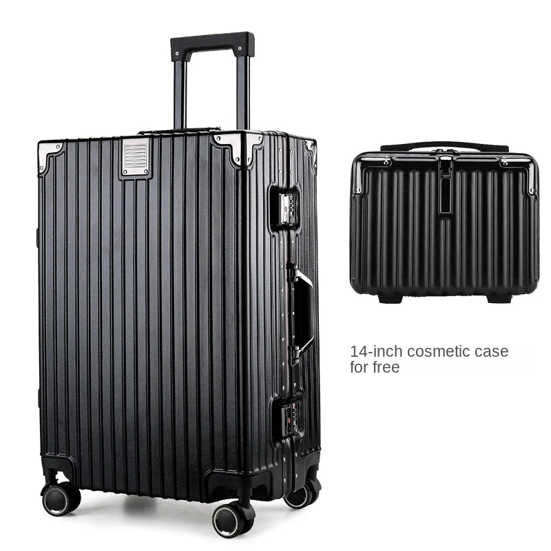 

Fashion Luggage Lightweight Suitcase Sets Aluminium Frame Trolley Case with Small Makeup Case Password Suitcase