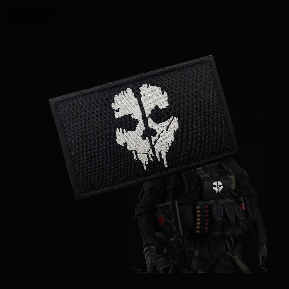 Punisher Seals Embroidered Badge Skull Warlock Air Badge Arm Badge Outdoor Bag Sticking Hook and Loop Patch Customized