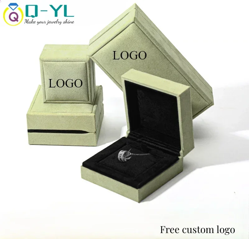 Personalized Custom LOGO Suede Jewelry Packaging Box High-end Ring Earrings Bracelet Pendant Box Fanjia Same Style Jewelry Box