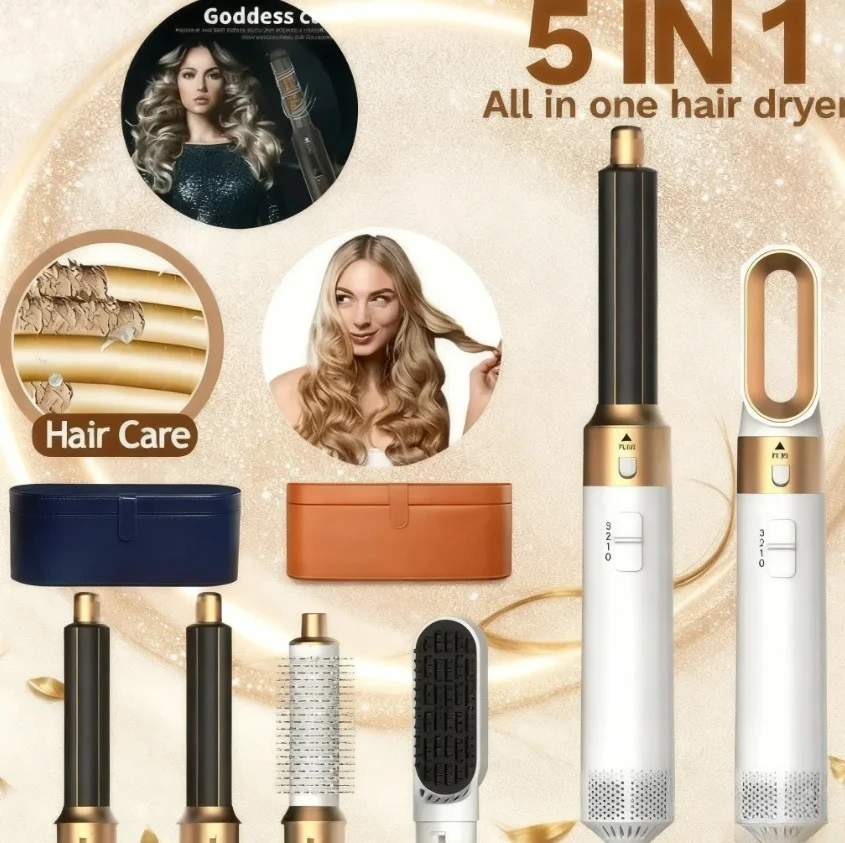 

5 в 1, щетка для фена и комплект стайлера, профессиональная расческа с горячим воздухом, щипцы для завивки волос, выпрямитель для увеличения объема и укладки