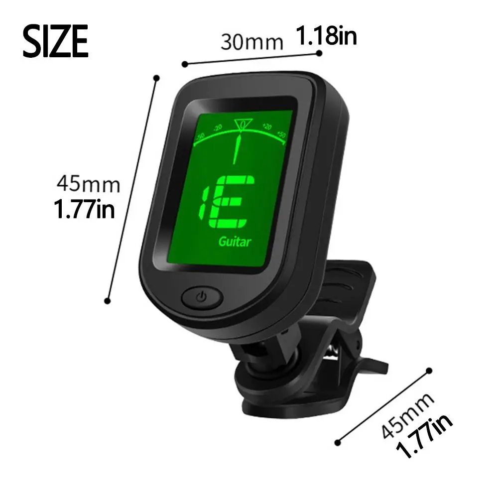 Clip on Guitar Tuner LCD Screen Classical Black String Instruments Tuner Mini Portable Guitar Accessory