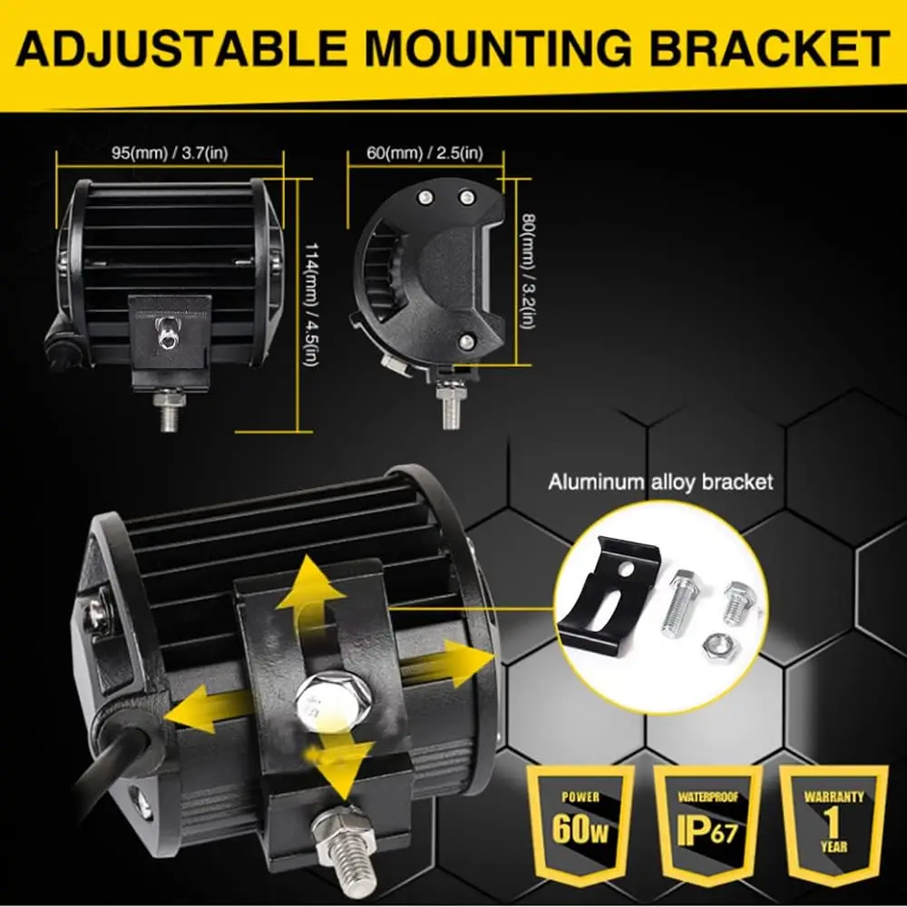 60W LED Bar, Spot Flood Combo Off Road , Led Fog Truck Light Driving Boat for Truck Pickup SUV ATV