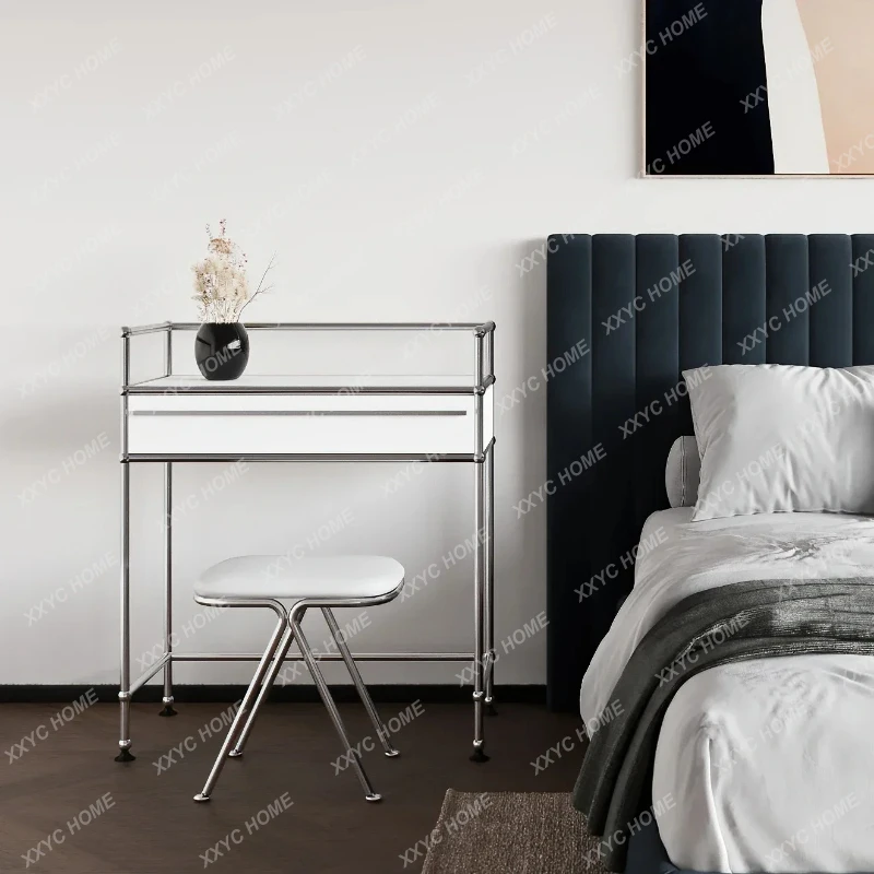 PW Y Medieval Girls Woman Dresser Drawers Bedroom Vanity Makeup Table Small Mirror Apartment Integrated Stool