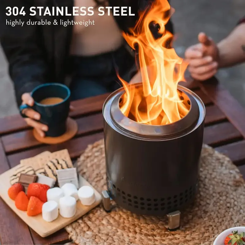 Portable Bonfire Stainless Steel Burner Heater Mini Fire Wood Stove Furnace Outdoor Camping BBQ Smokeless Fire Pit Brazier