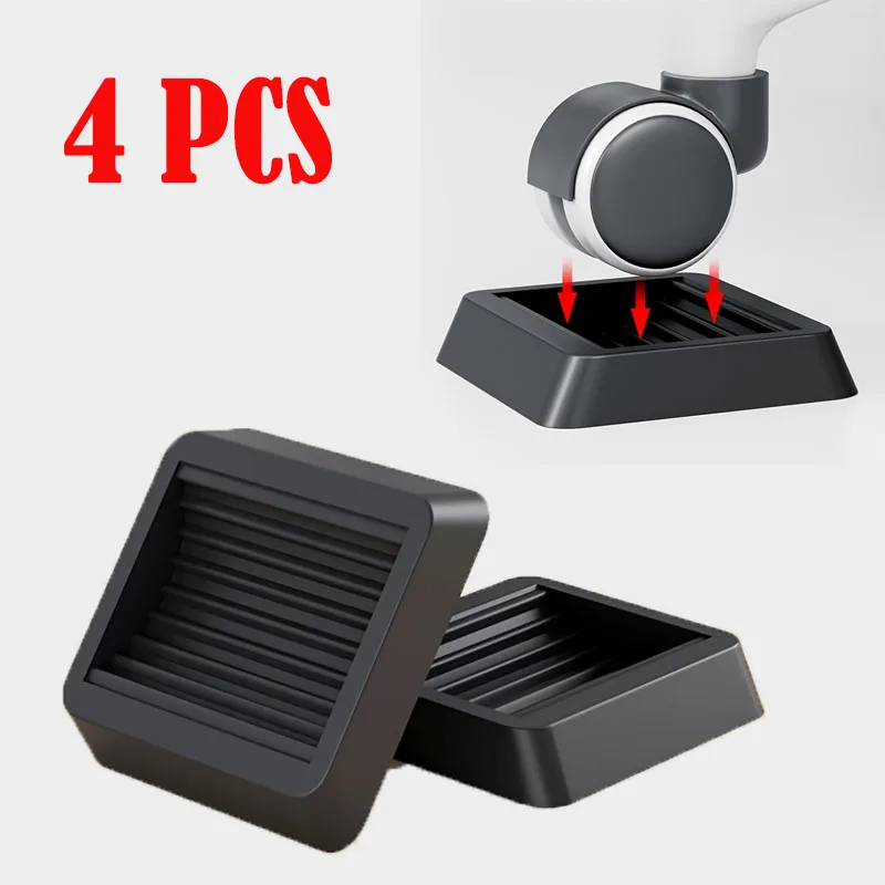 4pcs Non Slip Furniture Caster Cup Silicone Office Chair Pad Bed Couch Wheel Stopper to Prevent Scratches for Hardwoods Floor