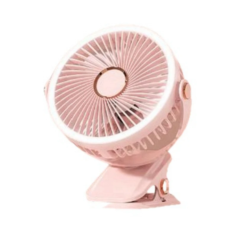 The Newusb Rechargeable Fan Dormitory Clip-On Type Portable Mini Desk Fan 360 Degree Rotation Adjustable Fan With LED Light