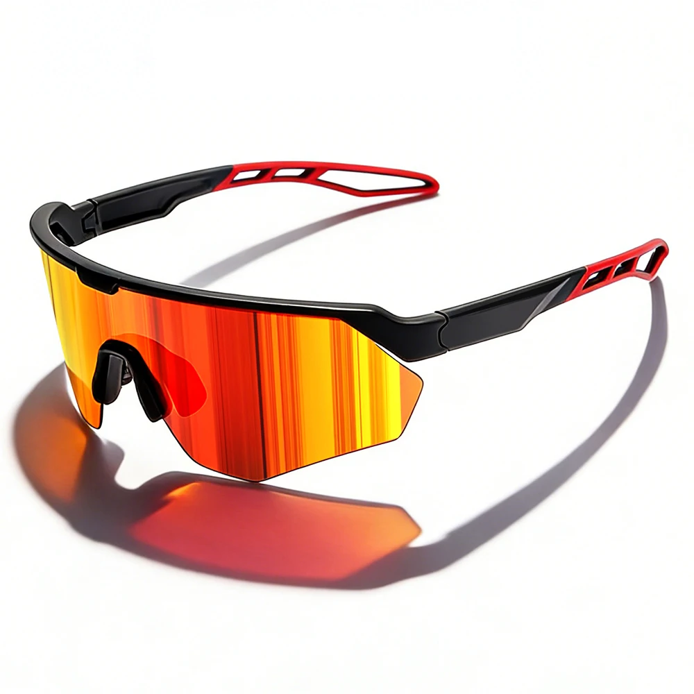 Gafas de sol deportivas polarizadas para ciclismo con almohadilla antideslizante suave para la nariz, lentes de película verdadera TAC, adecuadas para ciclismo, ciclismo y correr