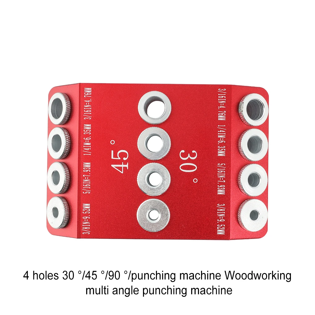 Red Precise Angled And Straight Holes Degree Drill Guide Durable Woodworking Tables Cable Rai G7I8