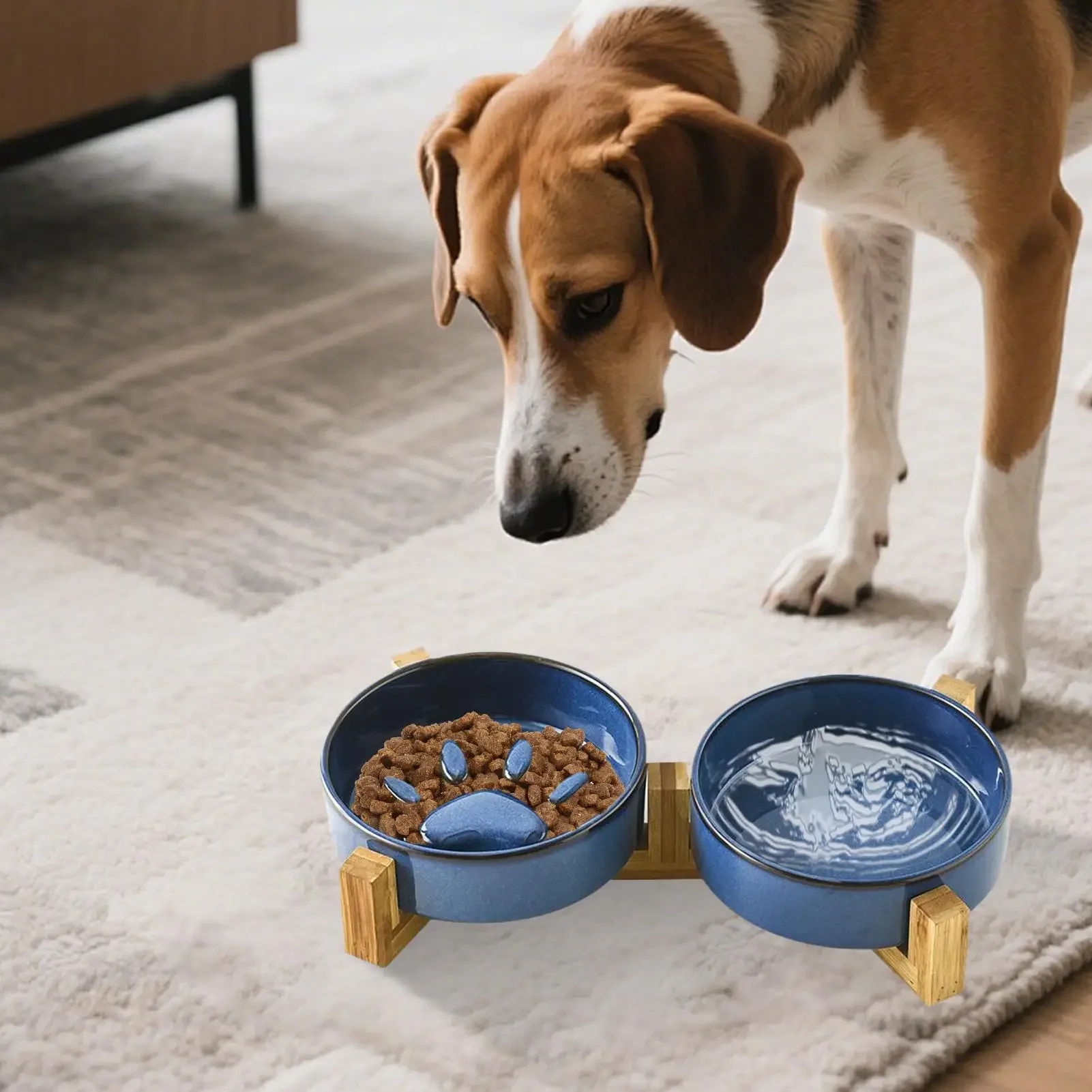 Dog Slow Feeder Bowl Non Slip Ceramic Dog Feeding Station With Stand Pet Supplies For Cat Feeding Watering Supplies Home Yard