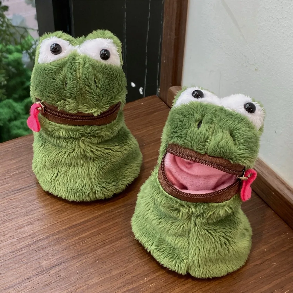 Reißverschluss Kreative Offene Mund Frosch Geldbörse Brieftasche Pelzigen Lustige Frosch Plüsch Geld Tasche Mini Niedlichen Frosch Kopfhörer Tasche Geschenke
