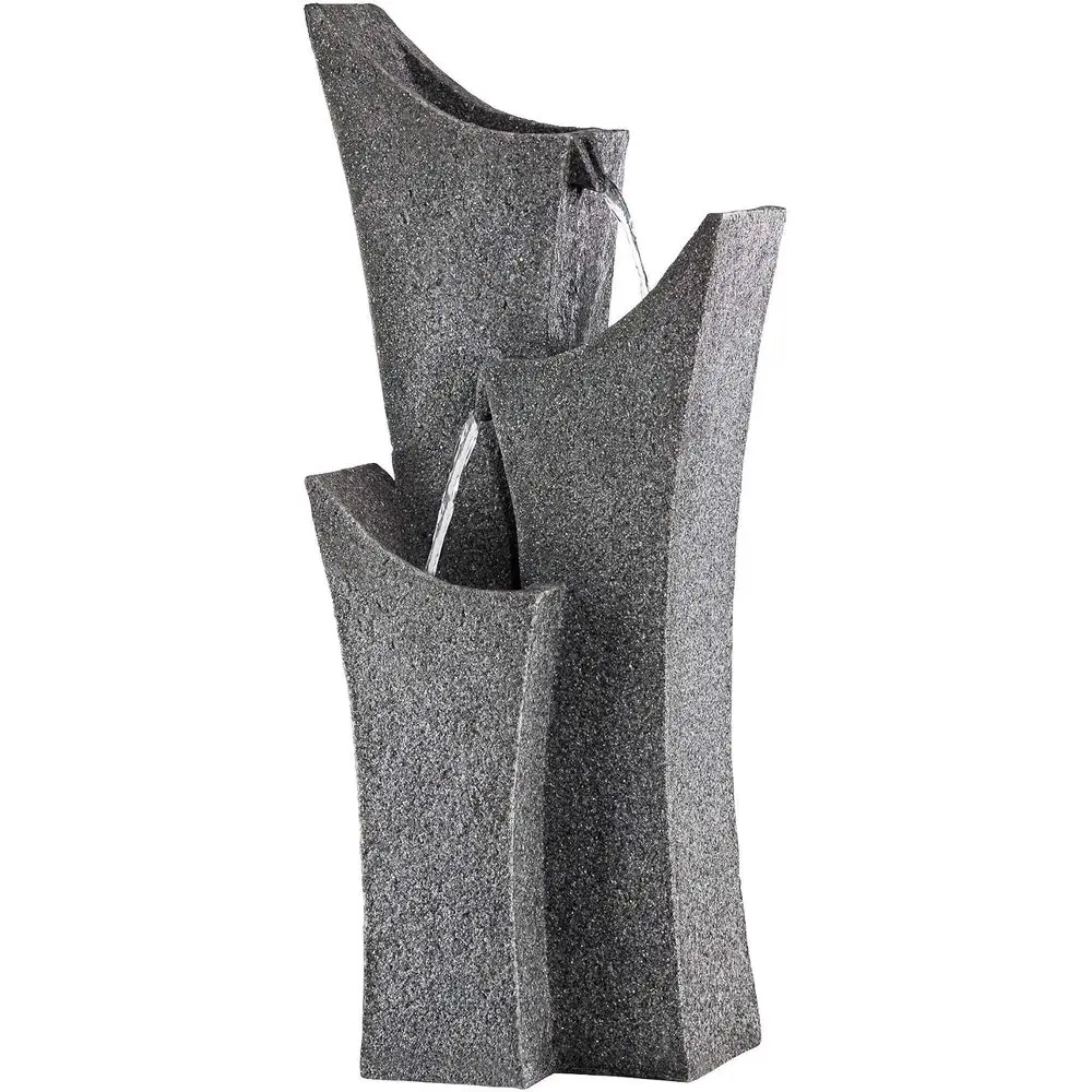 31 High Large Zen Indoor Outdoor Decor Gray Stone Floor Standing 3-Tier Water Feature for Outside Garden Patio Yard Backyard Por