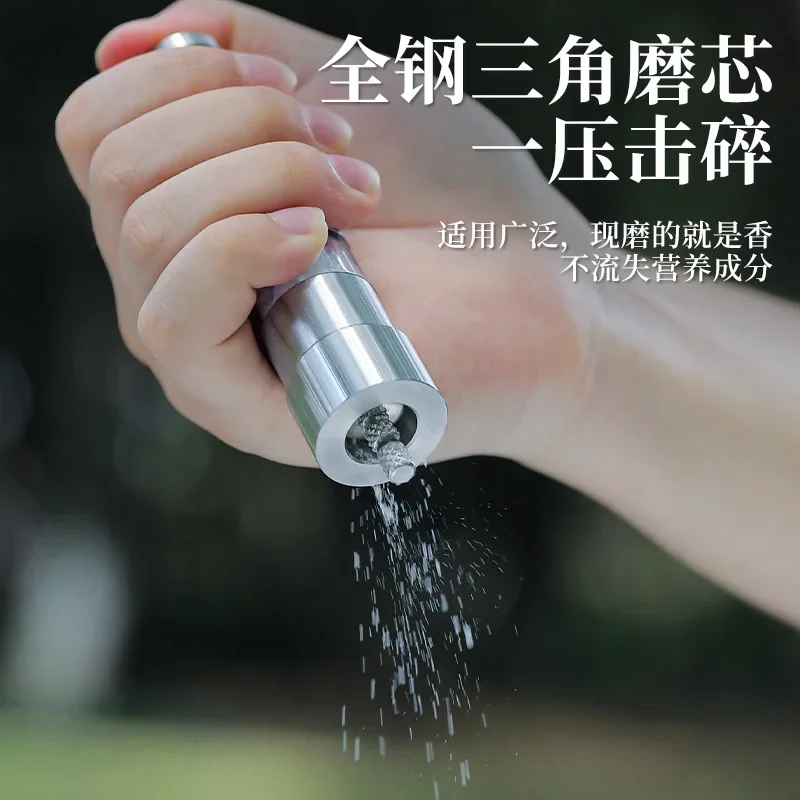 Outdoor Stainless Steel Manual Black Pepper Camping Supplies Press Type Pepper Grinder Household Grinding Bottle Multi Tool New