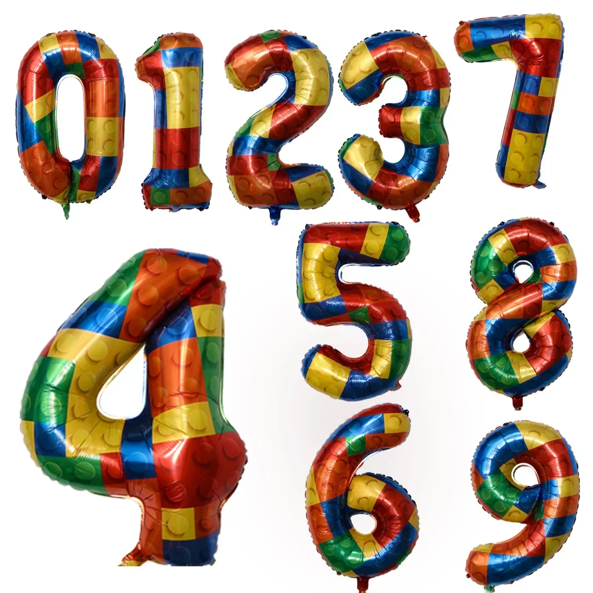 32 Inch Building Block Number Balloons Block Latex Balloons for Colorful Blocks Theme Birthday Party Baby Shower Decorations