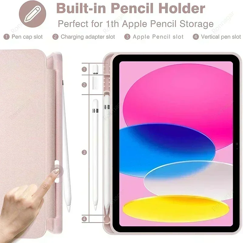 Pencil Slot Funda Case iPad 10th Generation Case 2022 iPad 10.9 Tablet Funda Cover 10th Generation Ipad Case 10.9inch iPad10 Gen