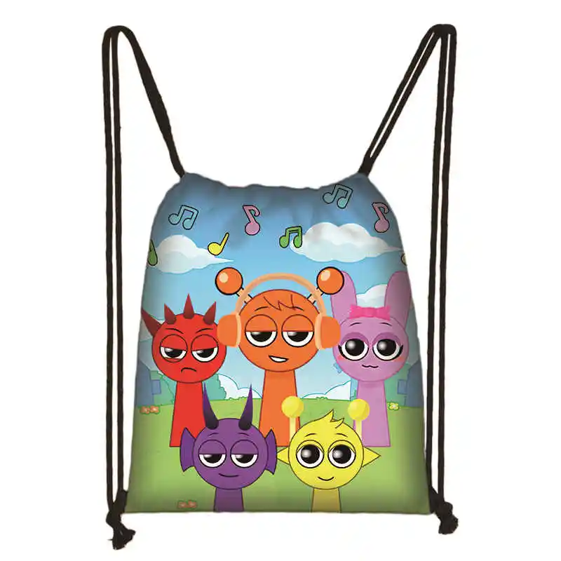 어린이 애니메이션 가방 S-Sprunki 소년을위한 인쇄 된 Drawstring 가방 소녀 만화 캔디 쥬얼리 주머니 귀여운 방진 가방 최고의 선물