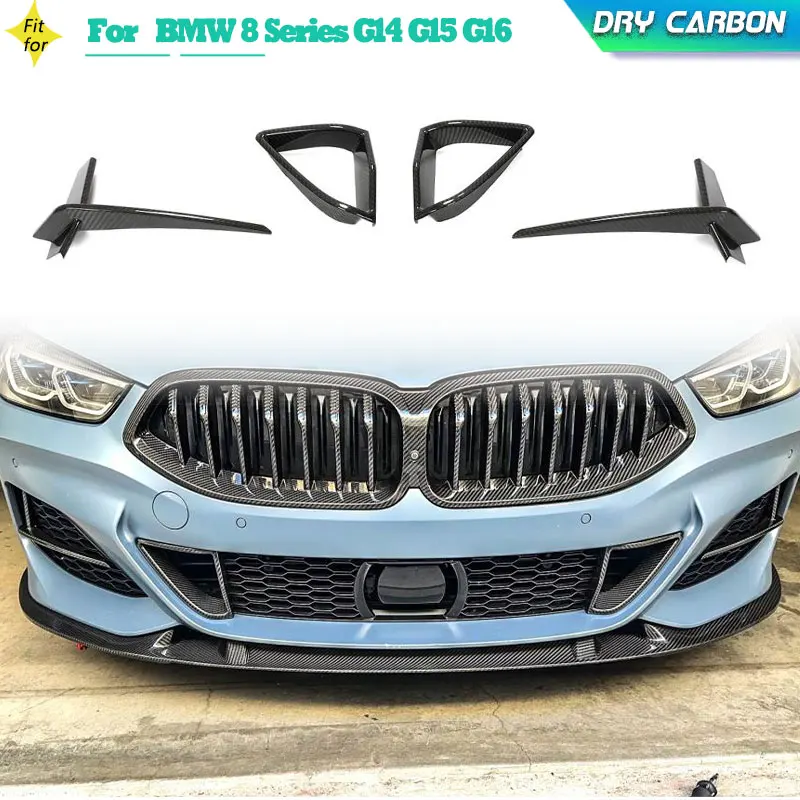 Dry Carbon Car Front Bumper Air Vent Trims for BMW 8 Series G14 G15 G16 M Sport 2D 4D 2019-2022 Front Fog Light Cover Canards