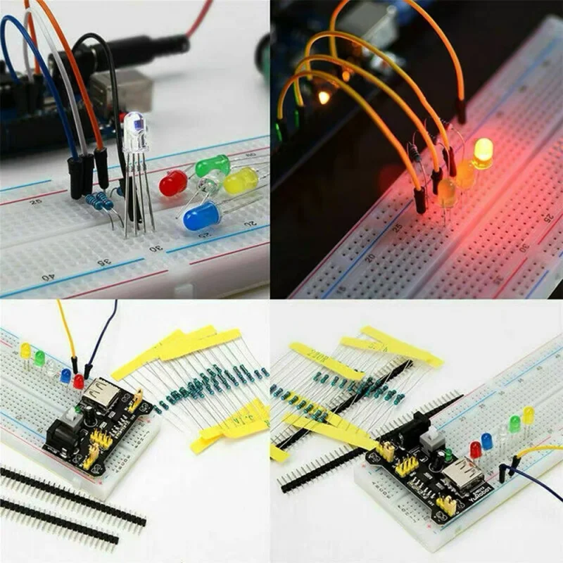 Beginner's Electronic Starter Kit Boxed 830 Hole Breadboard Compatible with UNO R3 Component Package MB-102