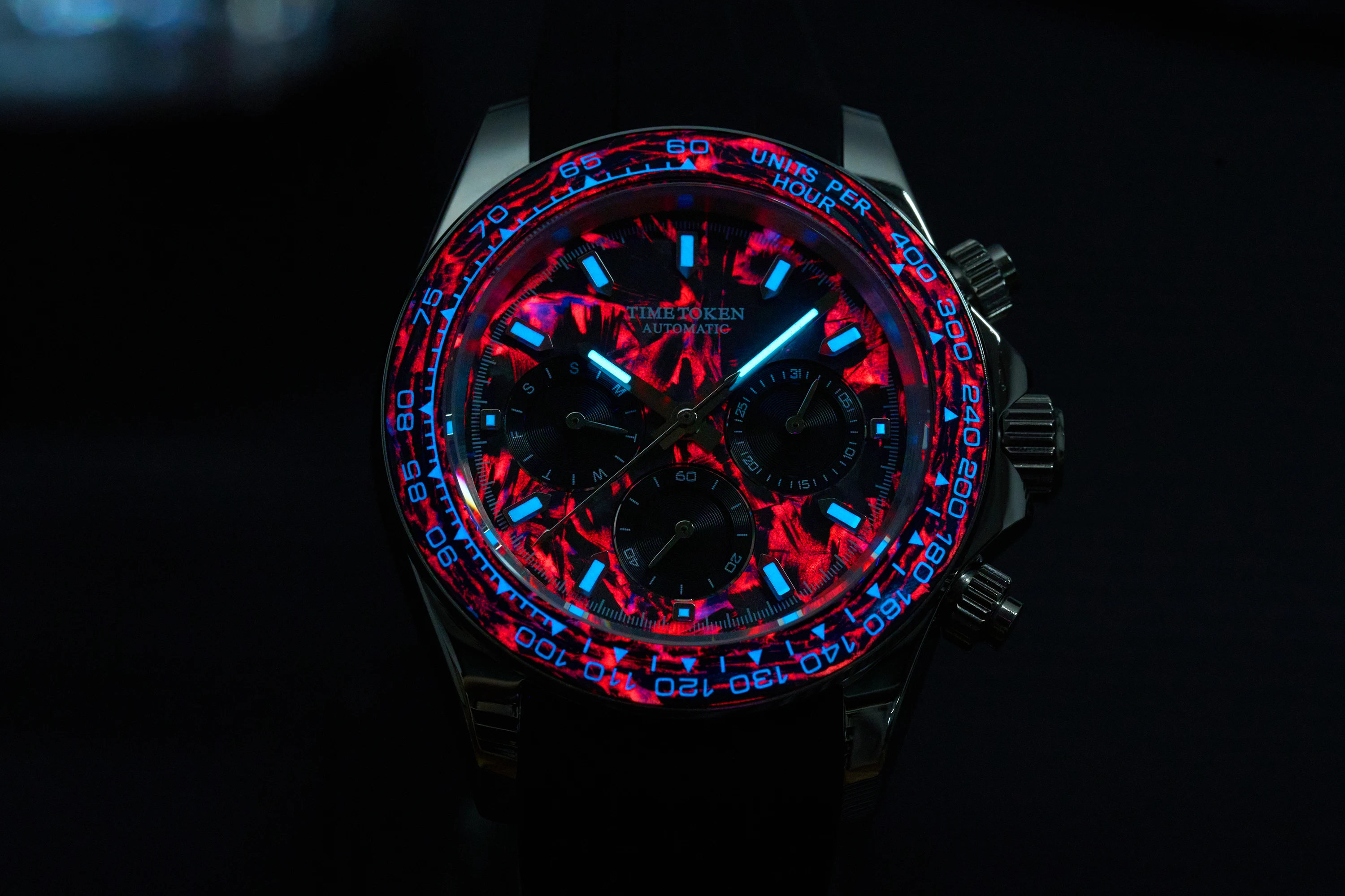 

TIME TOKEN 2025 40 мм Мужские карбоновые автоматические механические часы Роскошные водонепроницаемые часы для дайвера 100 м с функцией календаря и недели