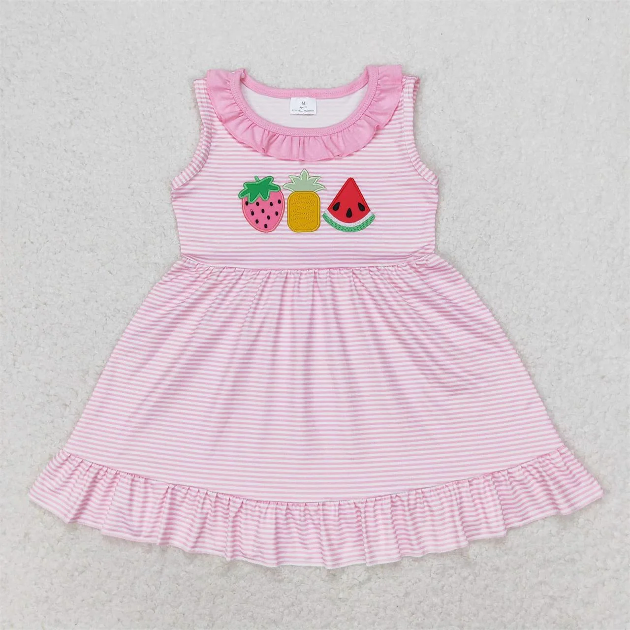 Wholesale Toddler Infant Summer Boutique Kids Children Short Sleeves One Piece Baby Girl Embroidery Dress Clothing