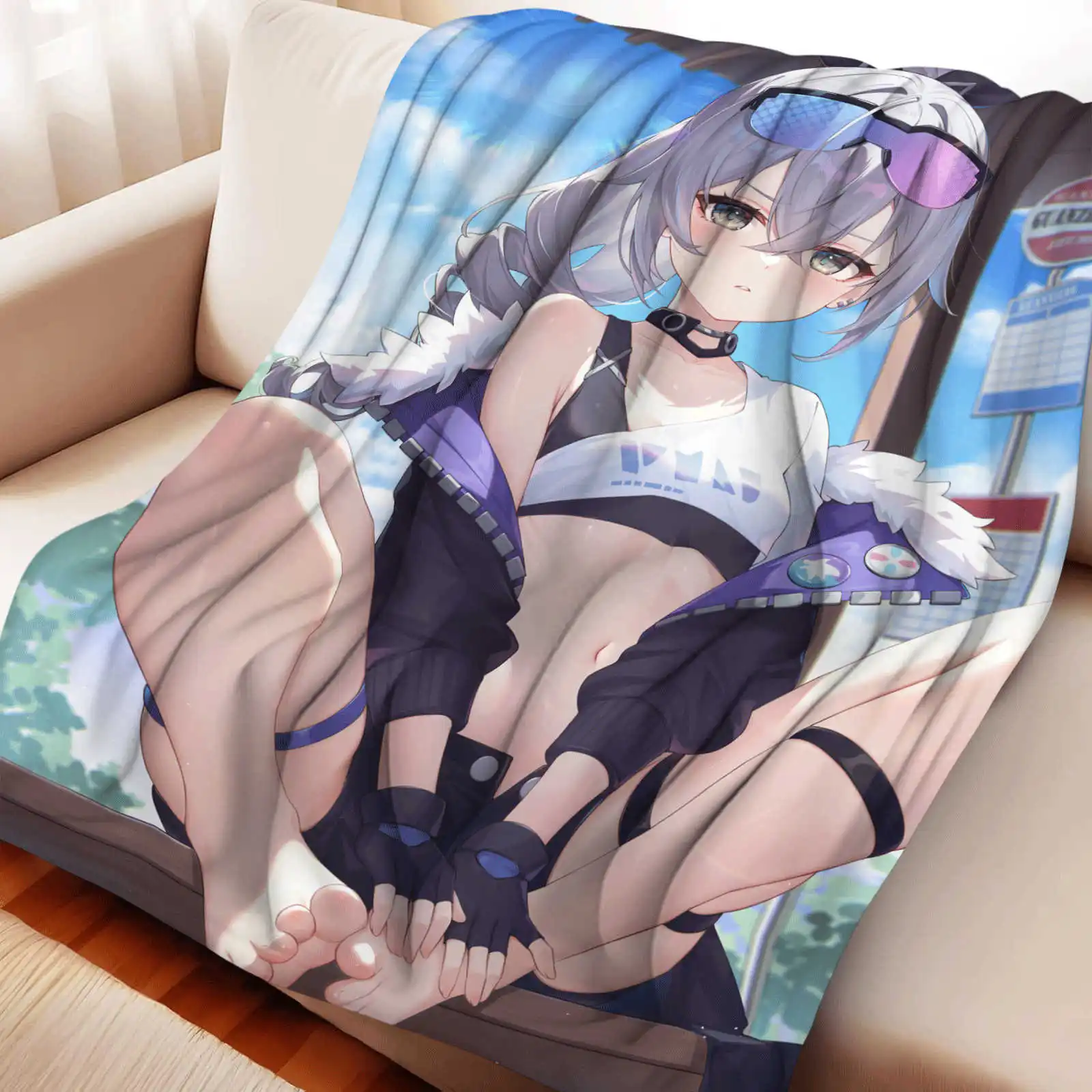 

Одеяло Silver Wolf Honkai Star Rail, фланелевое покрывало для гостиной, эстетическое покрывало на диван-кровать