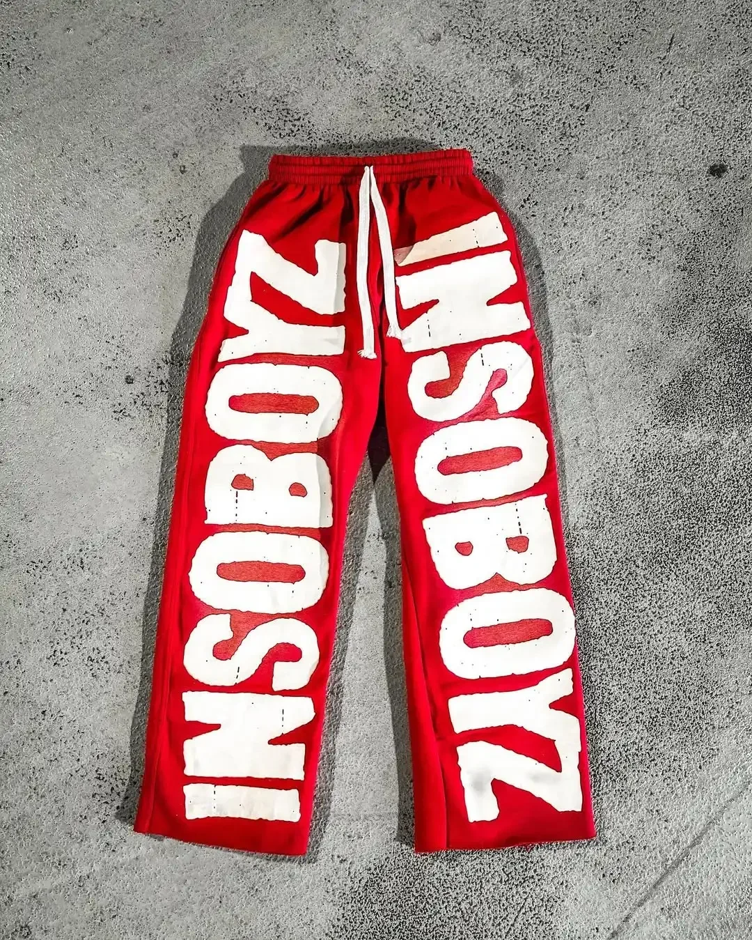 Y2K Hip-Hop Streetwear Schnelltrocknende Weite Lange Hose mit Großem Distressed-Buchstabengrafik-Design, Elastischer Bund, Unisex-Sweatpants – Detail 5