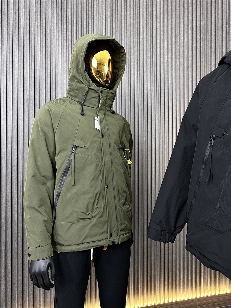 

Мужское уличное пуховое пальто с капюшоном, осень-зима, модное городское пальто, обычная длина, чистый цвет, ветрозащитное, водонепроницаемое