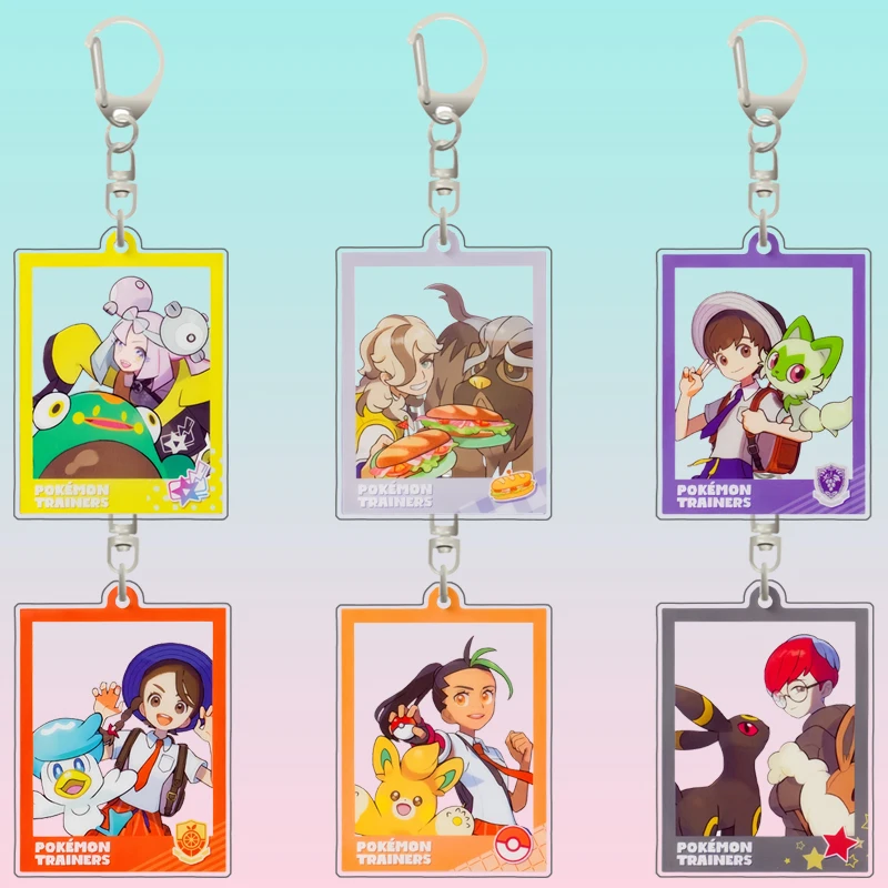 

Anime Pokemon Transparent Acrylic Keychain Trainer Series Iono Grusha Rika Photo Frame Shaped Keychain Pendant Exquisite Gift