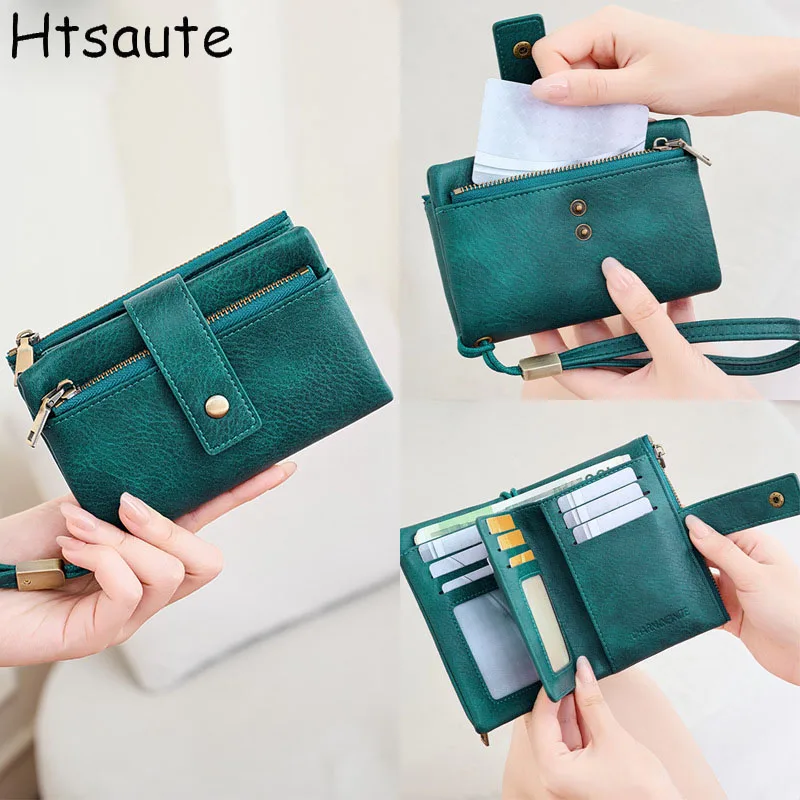 Short Style Purse PU Leather Women Wallet Slim Trifold Purse with Card Slots Fashion Minimalist Front Pocket Money Clip