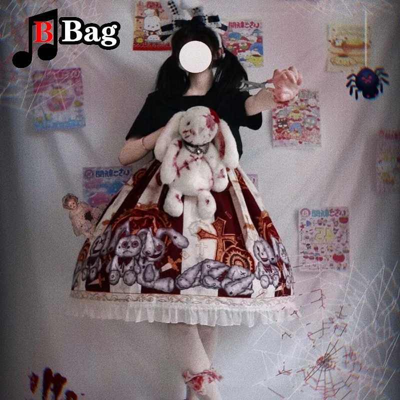 Gothic Lolita Rabbit Shoulder Bag Punk tote Halloween Personality Gift Crossbody Handbag jk Spice Girl Harajuku