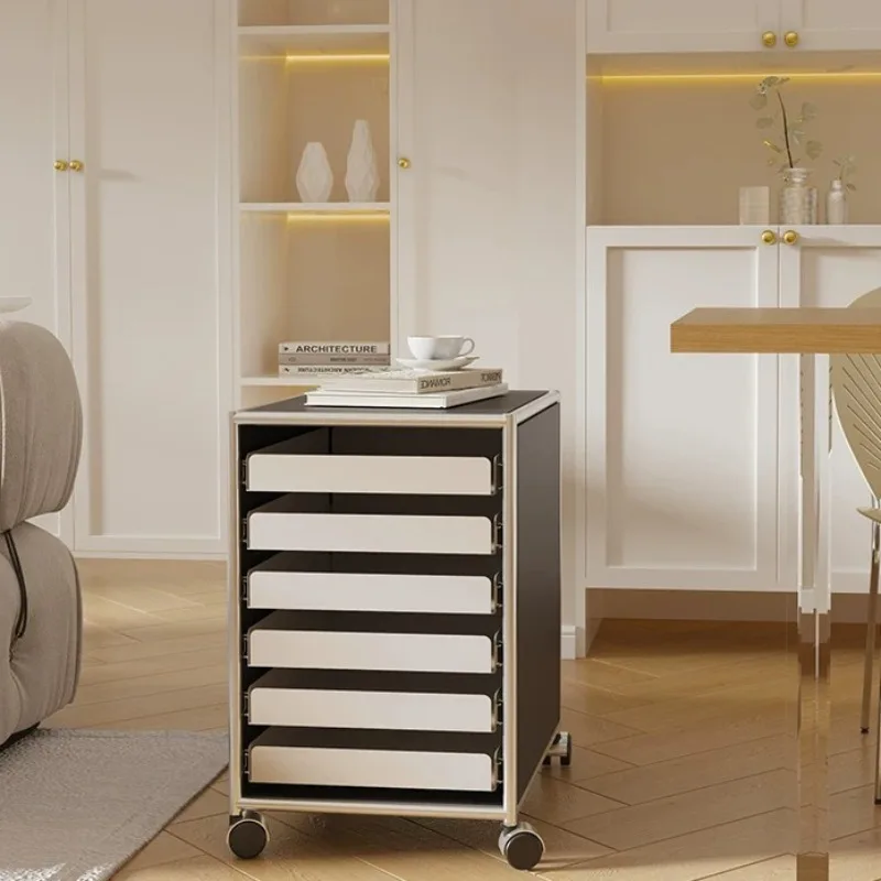 Stainless Steel Filing Cabinets Movable 6-tie Filing Drawer Cabinet Living Room Multipurpose Storage Locker Organizer Furniture