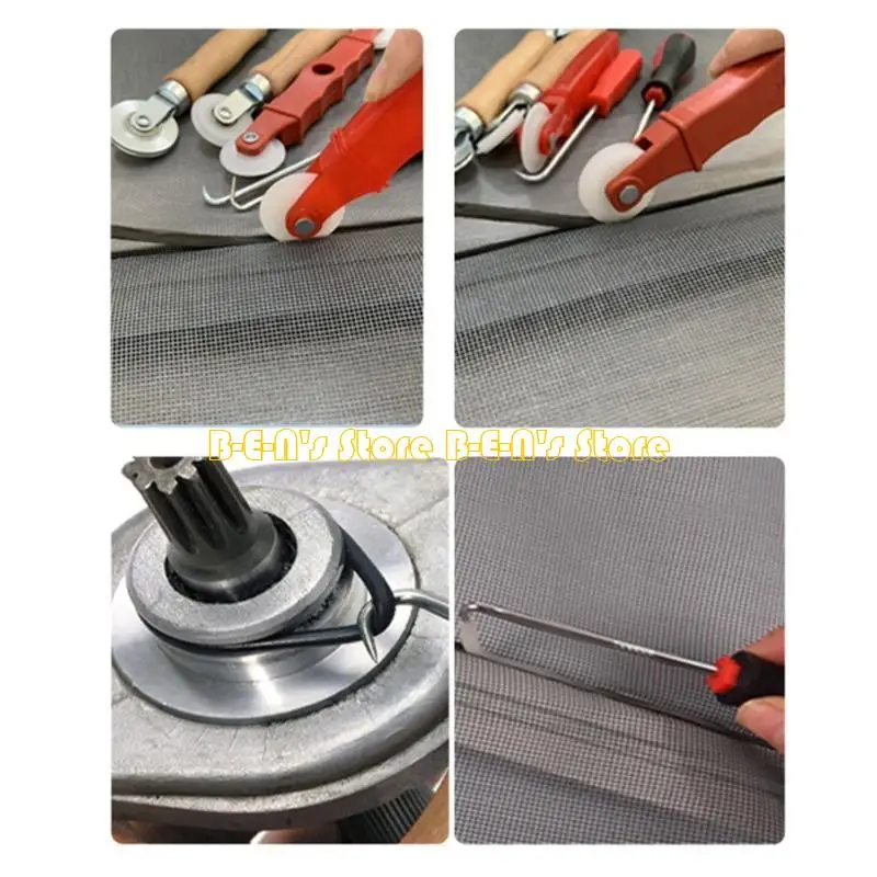 Y1AD 3Pcs Professional Screen Tool, Window Screen Spline Roller Tool with Handle Bearing Wheel Screen Door Repair