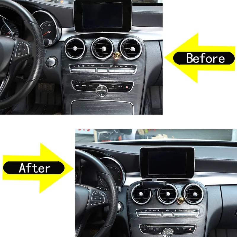 For Mercedes-Benz C-Class W205 GLC 2015-2018 ABS black car central control air outlet mobile phone holder car accessories 2