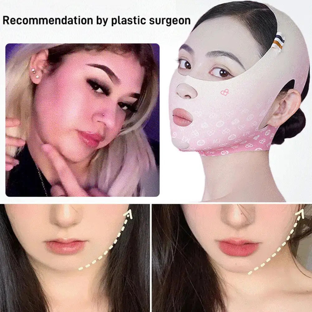 Maska liftingująca wielokrotnego użytku V Line Facial Slimming Strap Double Shaped Up Face Mask - Reducer V Lifting Belt Chin Slimming Face C T4X3