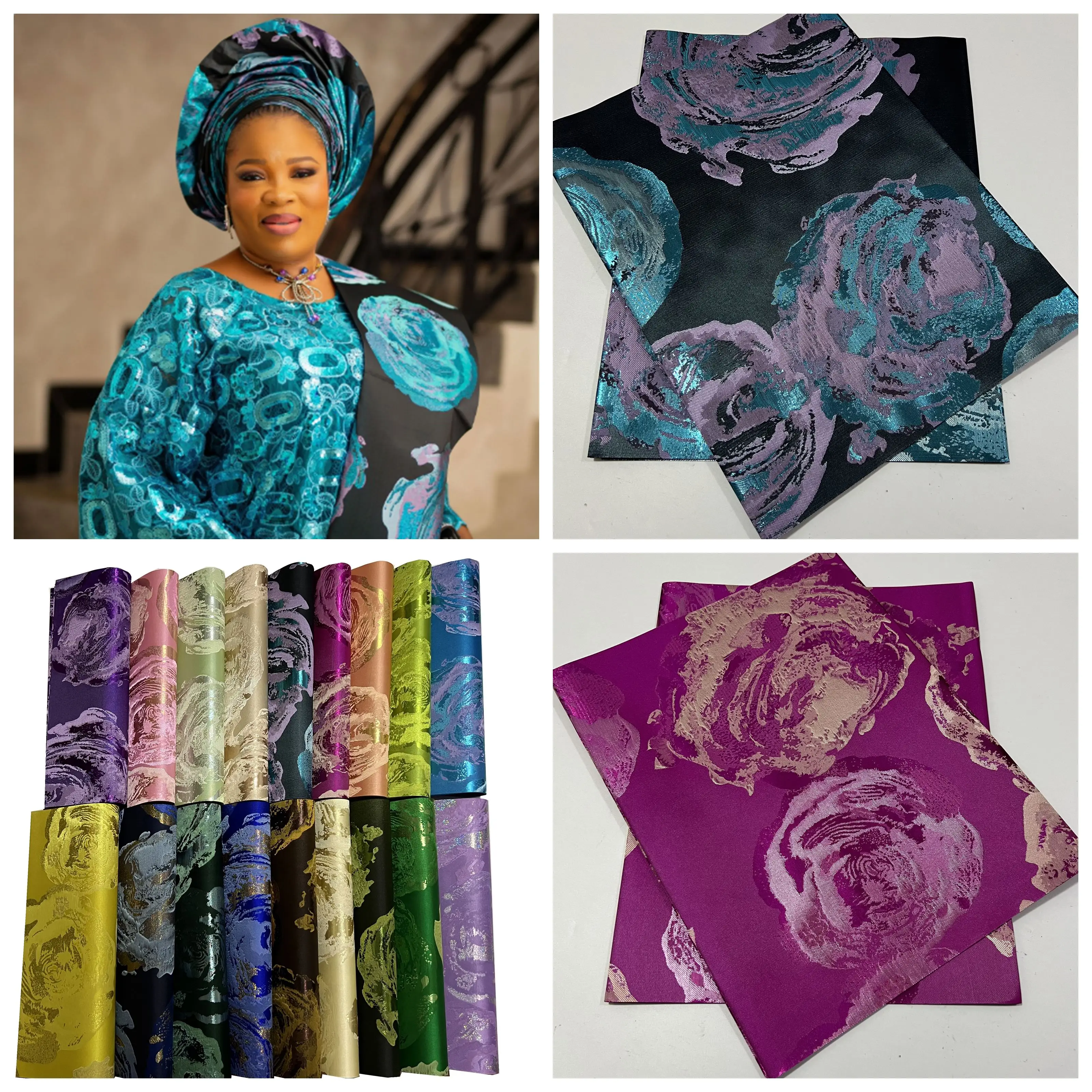

Highest Grand African 3D Swiss Gele Ipele Sego Headtie Mulity Color Gold Nigerian Gele Head Tie For African Wedding Pary Outfits