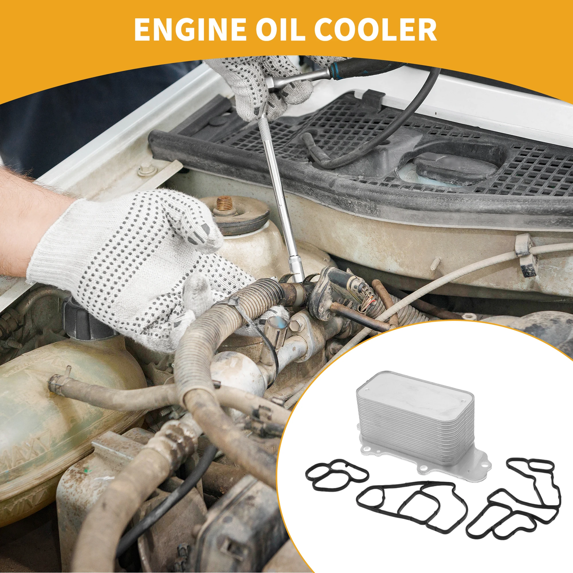 

Масляный радиатор двигателя UXCELL с уплотнительными кольцами для Jeep Grand Cherokee No68148342AA