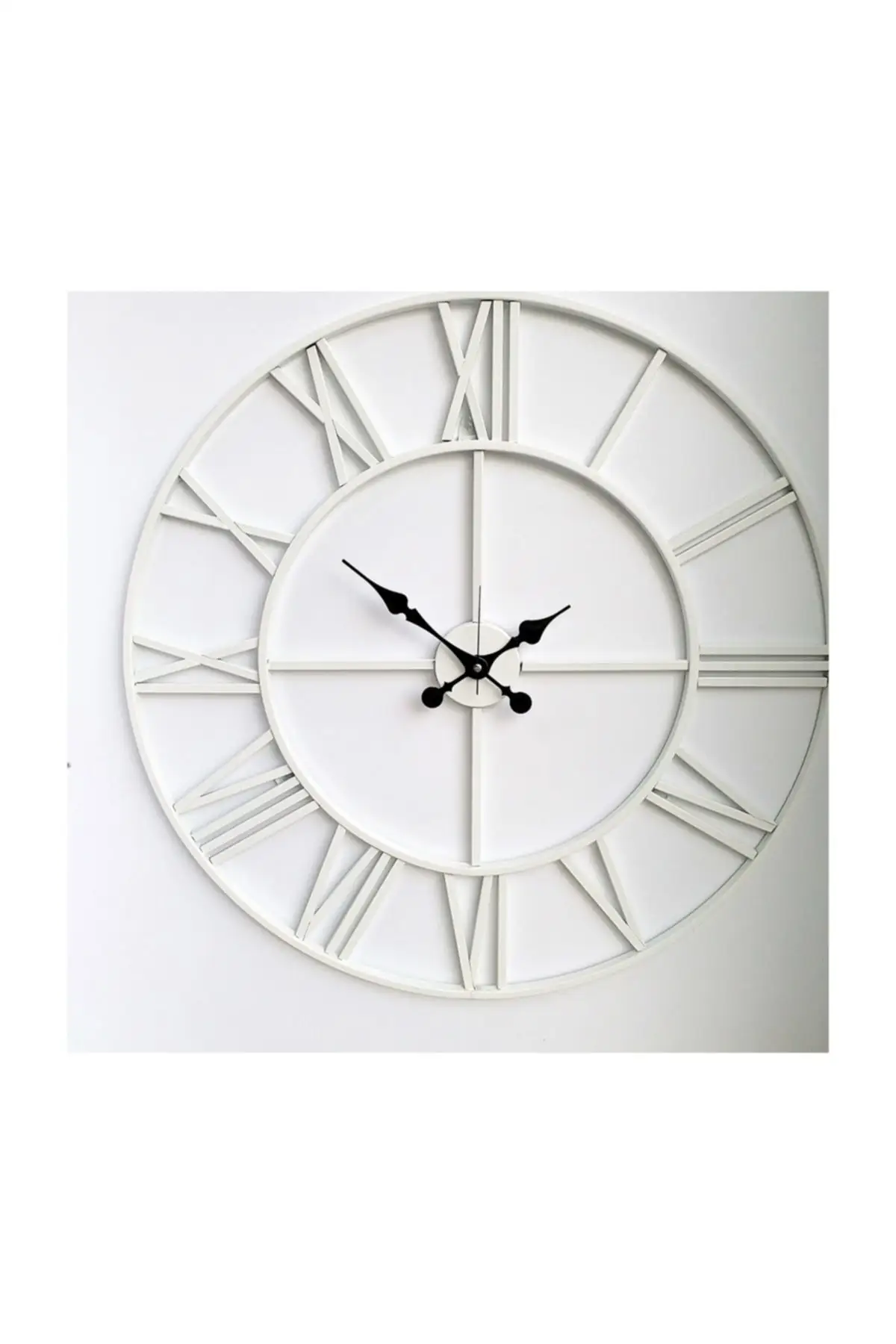 Uras Wrought Iron Wall Clock 7610 W White 76cm 3boyutlu Silent Wall Clock Creative Home Decor