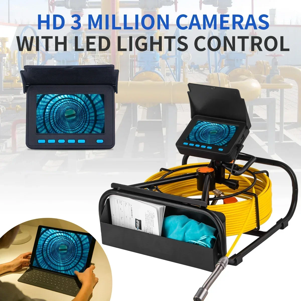 WP9604B Mini Industrial Endoscope Inspection Camera Pipeline Inspection System for Sewer and Drain Detection Infrared Device