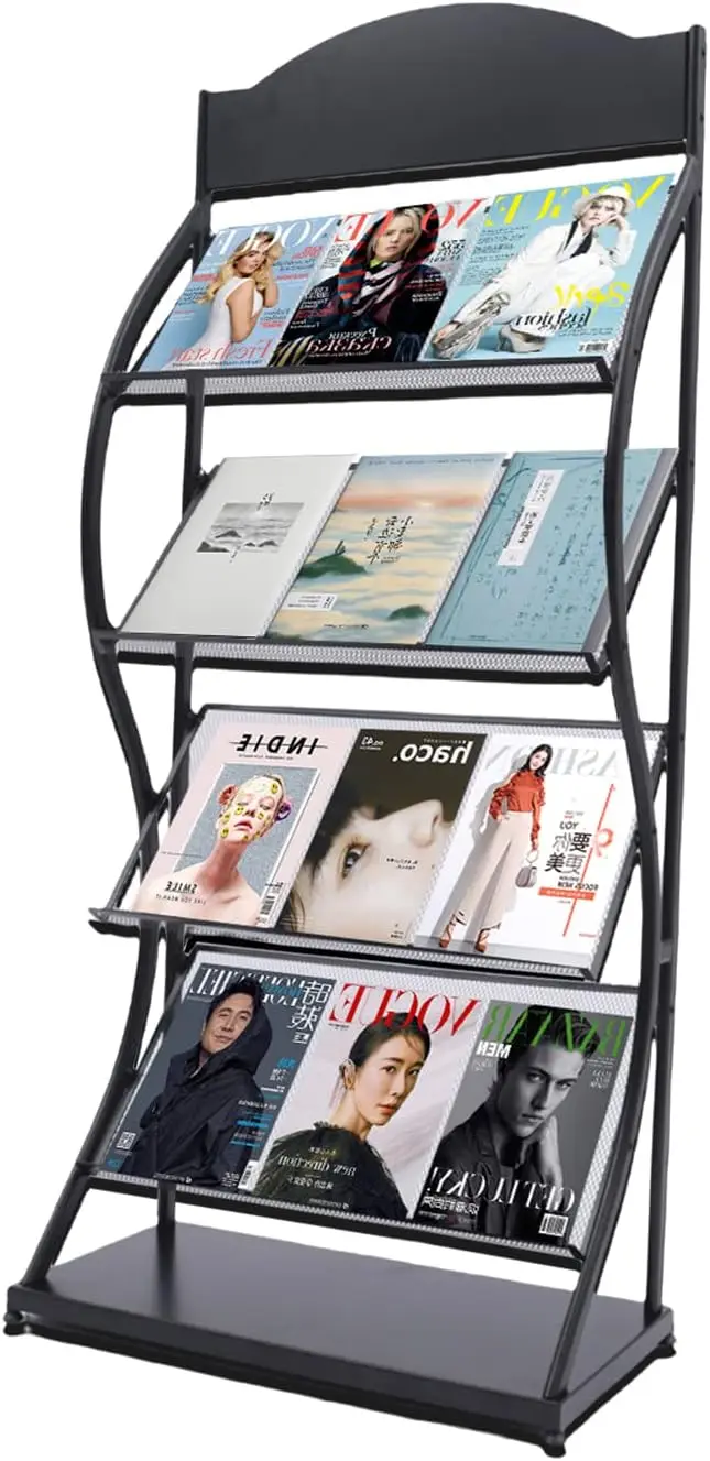 4 Layers Magazine Rack Floor-Standing Rack Display Stand,Exhibition Fairs Show Shelf,Newspaper Rack Brochure Display Stand
