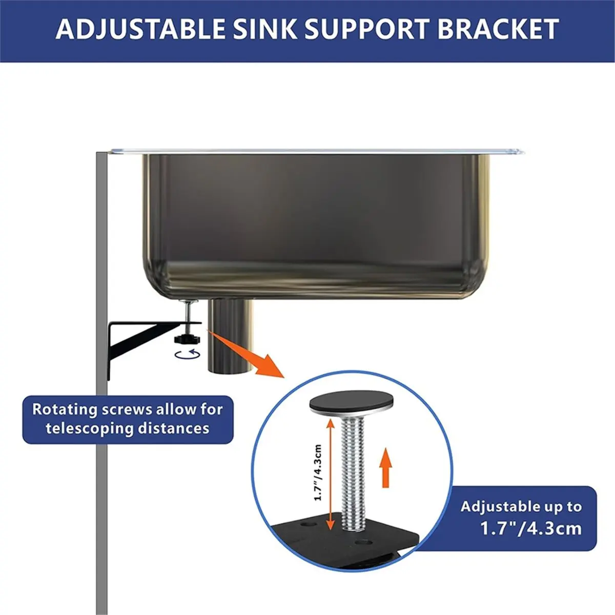 4 Pcs Undermount Sink Brackets Undermount Sink Support for Narrow Cabinet, Kitchen,Effectively Share Sink Weight