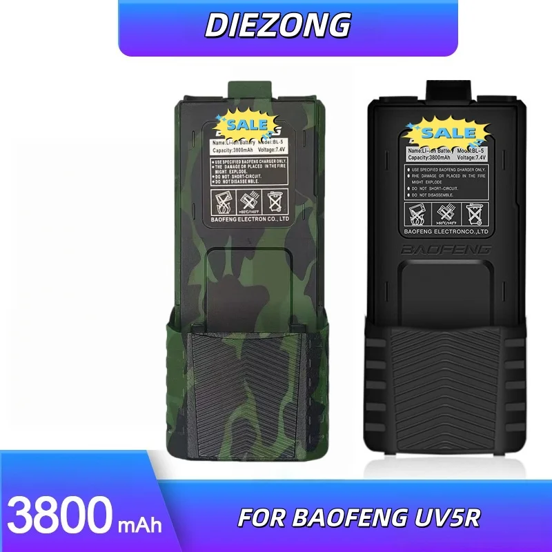 For Baofeng UV-5R Battery 3800mAh Extended Li-ion  Replacement Type-C Charging Camo Color for UV-5RE GT-5R BF-F8HP Ham Radio