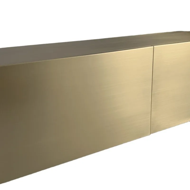 TV cabinet Modern high-grade stainless steel electroplated champagne floor cabinet